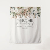 Moderner botanischer Pampas-Eukalyptus-Hochzeitspa Wandteppich (Vorderseite)