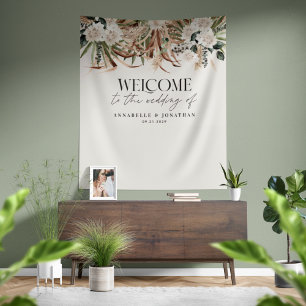 Moderner botanischer Pampas-Eukalyptus-Hochzeitspa Wandteppich