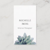 Moderner botanischer Sukkulent QR Code Grüne Visitenkarte (Vorderseite)