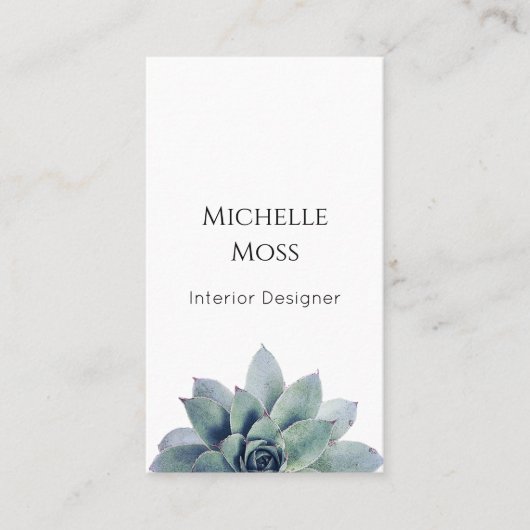 Moderner botanischer Sukkulent QR Code Grüne Visitenkarte (Vorderseite)
