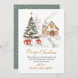 Moderner botanischer Weihnachtsbaum außerhalb des Feiertagskarte