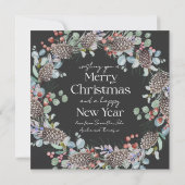 Moderner botanischer Weihnachtskranz & Foto Feiertagskarte (Rückseite)