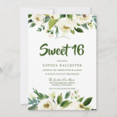 Moderner Botanischer Weißblütenfrühling Süß 16 Einladung (Vorderseite)