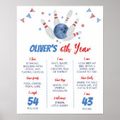 Moderner Bowling-Kinder-Geburtstags-Meilensteinpos Poster (Vorne)