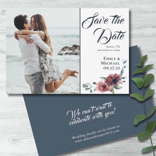 Moderner brasilianischer Navy-Blush Save the Date