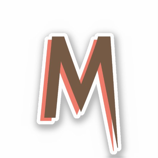 Moderner brauner 3D-Text - Anfangsbuchstabe | Lach Aufkleber (Vorderseite)
