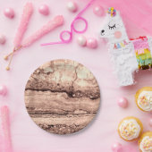 Moderner brauner beige Sepa verbrannter orangerer Pappteller (Party)