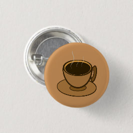 Moderner brauner, gemütlicher Kaffee-Cup im Mittel Button