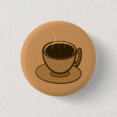 Moderner brauner, gemütlicher Kaffee-Cup im Mittel Button (Vorderseite)