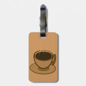 Moderner brauner, gemütlicher Kaffee-Cup im Mittel Gepäckanhänger (Rückseite vertikal)
