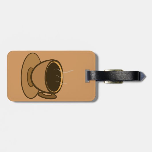 Moderner brauner, gemütlicher Kaffee-Cup im Mittel Gepäckanhänger (Rückseite horizontal)