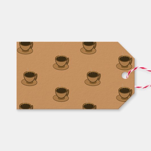 Moderner brauner, gemütlicher Kaffee-Cup im Mittel Geschenkanhänger (Vorderseite (Horizontal))