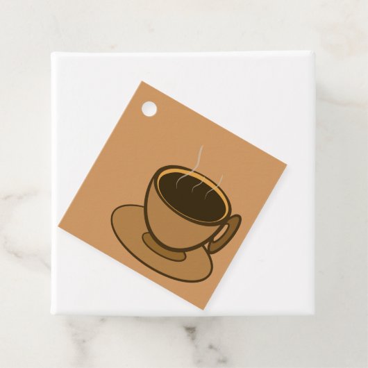 Moderner brauner, gemütlicher Kaffee-Cup im Mittel Geschenkanhänger (Beispiel)