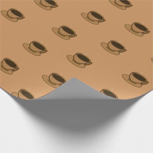 Moderner brauner, gemütlicher Kaffee-Cup im Mittel Geschenkpapier (Ecke)