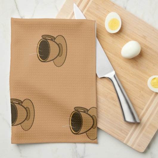 Moderner brauner, gemütlicher Kaffee-Cup im Mittel Geschirrtuch (Viertel Falte)