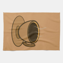 Moderner brauner, gemütlicher Kaffee-Cup im Mittel Geschirrtuch