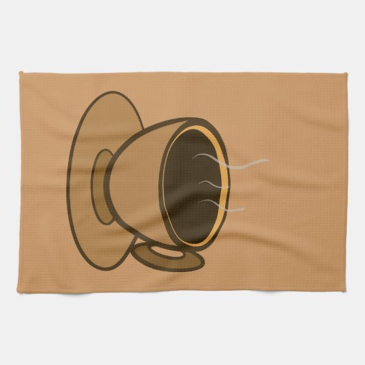 Moderner brauner, gemütlicher Kaffee-Cup im Mittel Geschirrtuch (Horizontal)