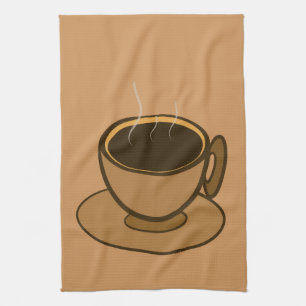 Moderner brauner, gemütlicher Kaffee-Cup im Mittel Geschirrtuch