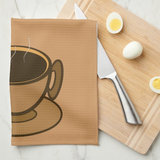 Moderner brauner, gemütlicher Kaffee-Cup im Mittel Geschirrtuch (Viertel Falte)