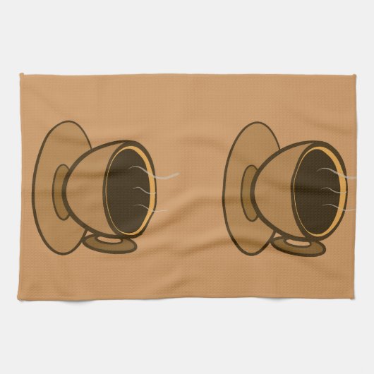 Moderner brauner, gemütlicher Kaffee-Cup im Mittel Geschirrtuch (Horizontal)