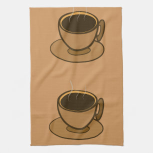 Moderner brauner, gemütlicher Kaffee-Cup im Mittel Geschirrtuch