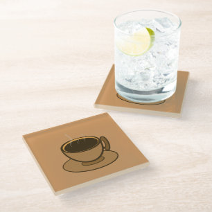 Moderner brauner, gemütlicher Kaffee-Cup im Mittel Glasuntersetzer