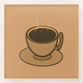 Moderner brauner, gemütlicher Kaffee-Cup im Mittel Glasuntersetzer