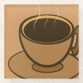 Moderner brauner, gemütlicher Kaffee-Cup im Mittel Glasuntersetzer (Vorderseite)
