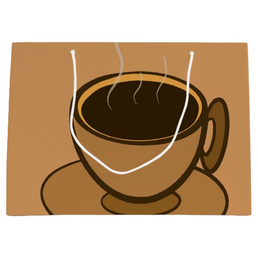 Moderner brauner, gemütlicher Kaffee-Cup im Mittel Große Geschenktüte (Vorderseite)