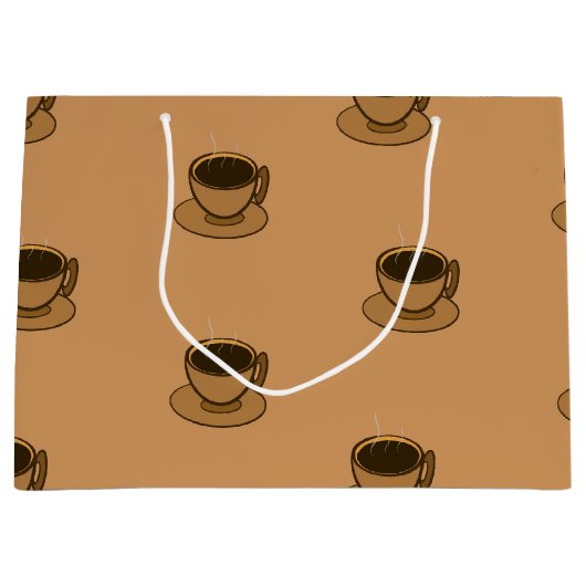 Moderner brauner, gemütlicher Kaffee-Cup im Mittel Große Geschenktüte (Vorderseite)