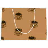 Moderner brauner, gemütlicher Kaffee-Cup im Mittel Große Geschenktüte (Rückseite)
