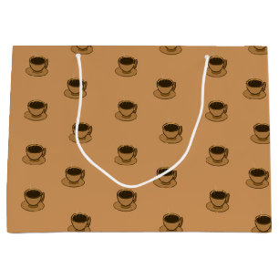 Moderner brauner, gemütlicher Kaffee-Cup im Mittel Große Geschenktüte