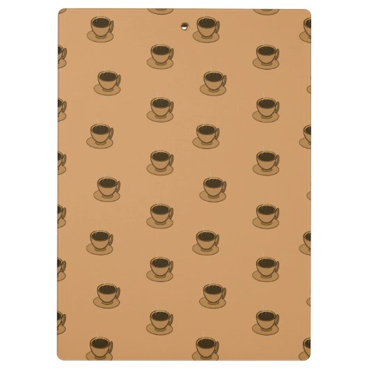 Moderner brauner, gemütlicher Kaffee-Cup im Mittel Klemmbrett (Rückseite)