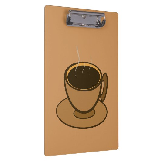 Moderner brauner, gemütlicher Kaffee-Cup im Mittel Klemmbrett (Rechts)