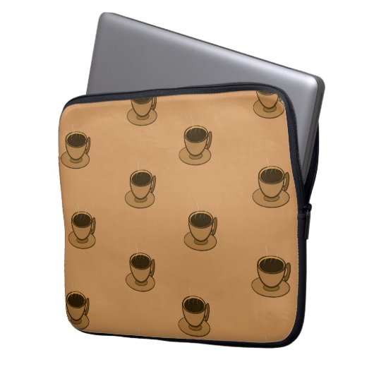 Moderner brauner, gemütlicher Kaffee-Cup im Mittel Laptopschutzhülle (Vorderseite Links)