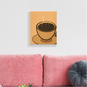 Moderner brauner, gemütlicher Kaffee-Cup im Mittel Leinwanddruck