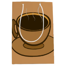 Moderner brauner, gemütlicher Kaffee-Cup im Mittel Mittlere Geschenktüte