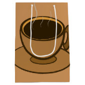 Moderner brauner, gemütlicher Kaffee-Cup im Mittel Mittlere Geschenktüte (Rückseite)