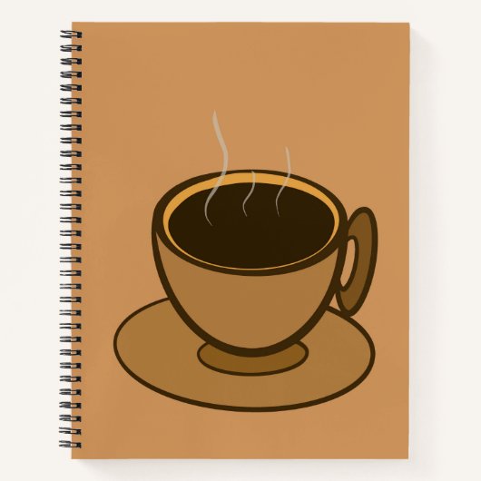 Moderner brauner, gemütlicher Kaffee-Cup im Mittel Notizblock (Vorderseite)