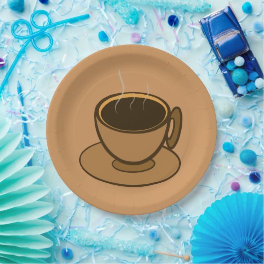 Moderner brauner, gemütlicher Kaffee-Cup im Mittel Pappteller (Party)