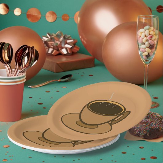 Moderner brauner, gemütlicher Kaffee-Cup im Mittel Pappteller (Multi)