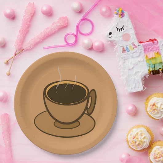 Moderner brauner, gemütlicher Kaffee-Cup im Mittel Pappteller (Party)