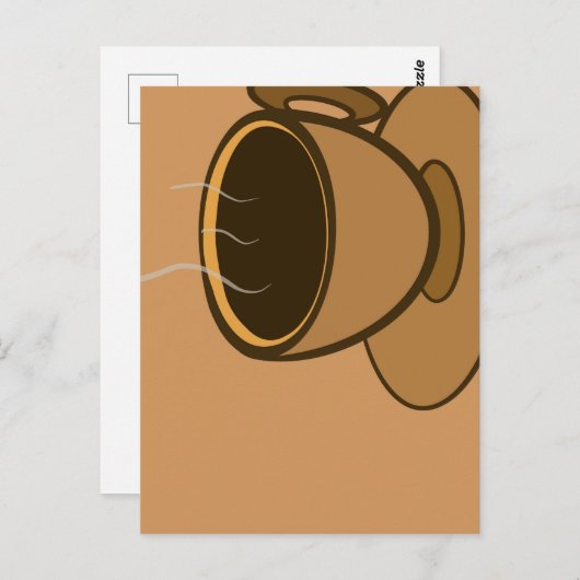 Moderner brauner, gemütlicher Kaffee-Cup im Mittel Postkarte (Vorne/Hinten)