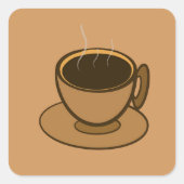 Moderner brauner, gemütlicher Kaffee-Cup im Mittel Quadratischer Aufkleber (Vorderseite)