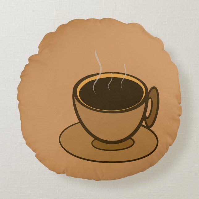 Moderner brauner, gemütlicher Kaffee-Cup im Mittel Rundes Kissen (Vorderseite)