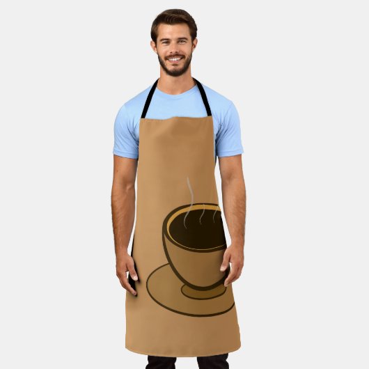 Moderner brauner, gemütlicher Kaffee-Cup im Mittel Schürze (Getragen)