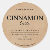 Moderner brauner Kaffee rustikal Runder Aufkleber (Vorderseite)