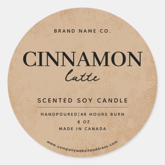 Moderner brauner Kaffee rustikal Runder Aufkleber (Vorderseite)