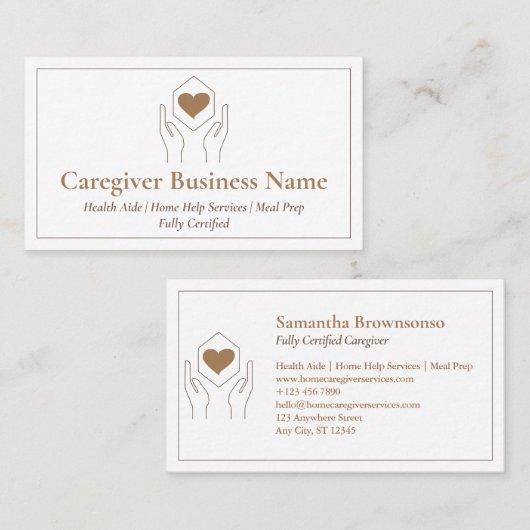 Moderner brauner Minimalpfleger Visitenkarte (Vorne/Hinten)
