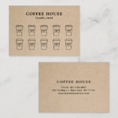 Moderner, brauner Niedlicher, einfacher Kaffee Treuekarte (Vorne/Hinten)